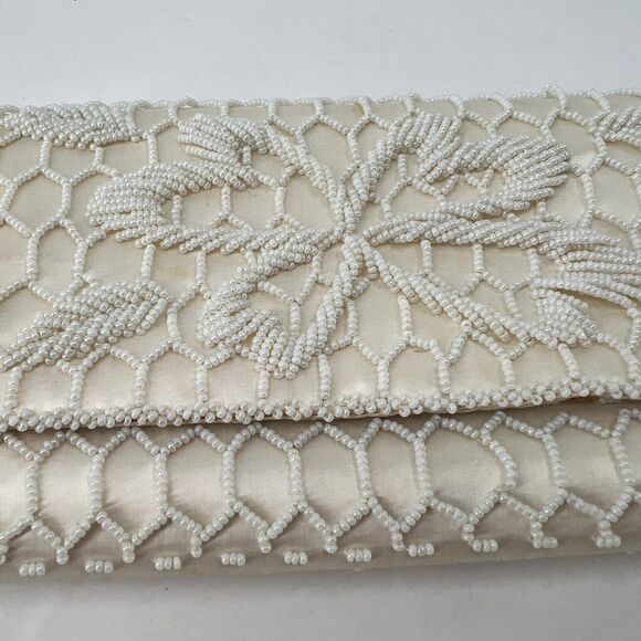 VTG Hoag Stunning Satin Beaded Evening Clutch Purse Wedding Holiday Classy Party - Picture 16 of 16